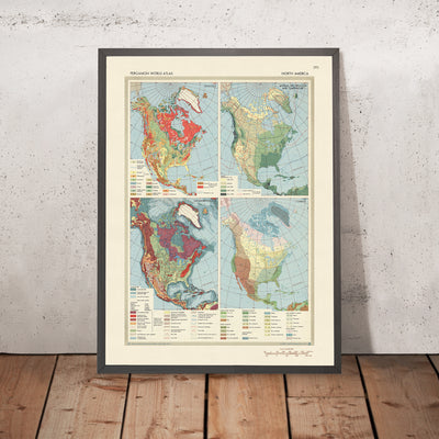 Alte Infografik-Karte der nordamerikanischen Geologie, 1967: Geologie, Geomorphologie, Klima