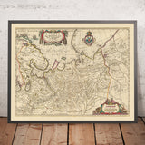 Alte Karte von Nord- und Ost-Russland von Visscher, 1690: Archangelsk, Kasan, Wologda, Jaroslawl, Murmansk Tundra 