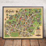 Mappa antica di Oxford di Sayer, 1949: Università di Oxford, St. John's, Museo Ashmolean, Fiume Cherwell, Broad Walk 