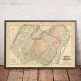 Alte Karte von Harlem, NYC von Bromley, 1879: Spuyten Duyvil Creek, Harlem River, Broadway, Kingsbridge Ave, University Ave 