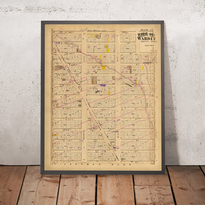 Old Map of Harlem, NYC by Bromley, 1879: Central Park, 5th Ave, Lenox Ave, St. Nicholas Ave, 7th Ave