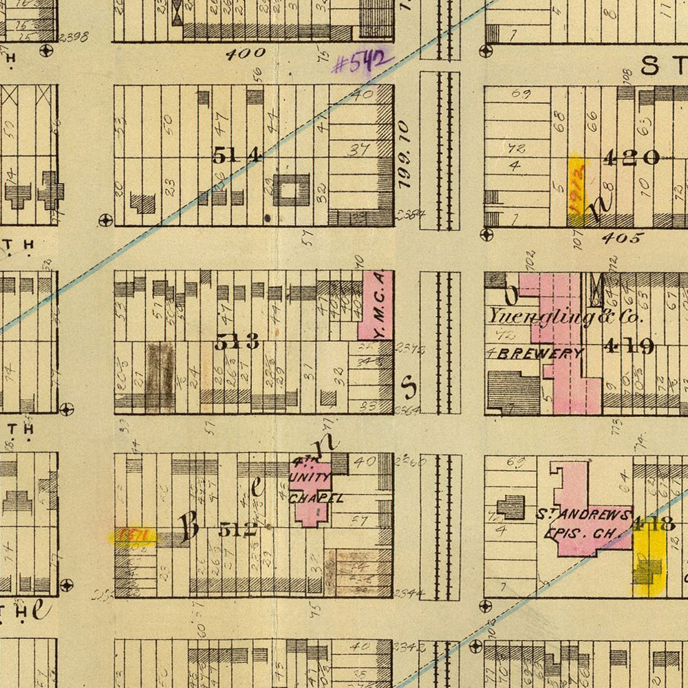 Mapa antiguo de la ciudad de Nueva York de Bromley, 1879: Mount Morris Park, río Harlem, 1.ª a 7.ª avenidas