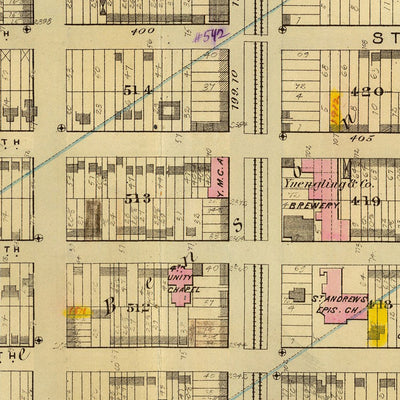 Alte Karte von New York City von Bromley, 1879: Mount Morris Park, Harlem River, 1.-7. Avenue