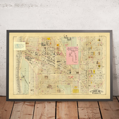 Old Map of Harlem, NYC by Bromley, 1879: Riverside Park, Convent, Broadway, Railroads, Amsterdam Ave