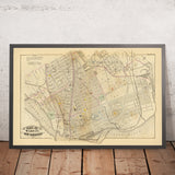 Old Map of the Bronx, NYC by Bromley, 1879: South Melrose, Mott Haven, St. Mary's Park, East River, Railways