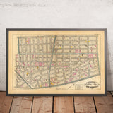 Alte Karte von Lower Manhattan (Wards 5, 6, 8 & 14) von Bromley, 1879: SoHo, Little Italy, Civic Center, Chinatown, Five Points 