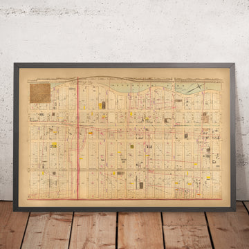 Alte Karte des Upper West Side, NYC, 1879: Riverside Park, West 81. bis West 101. Straße 