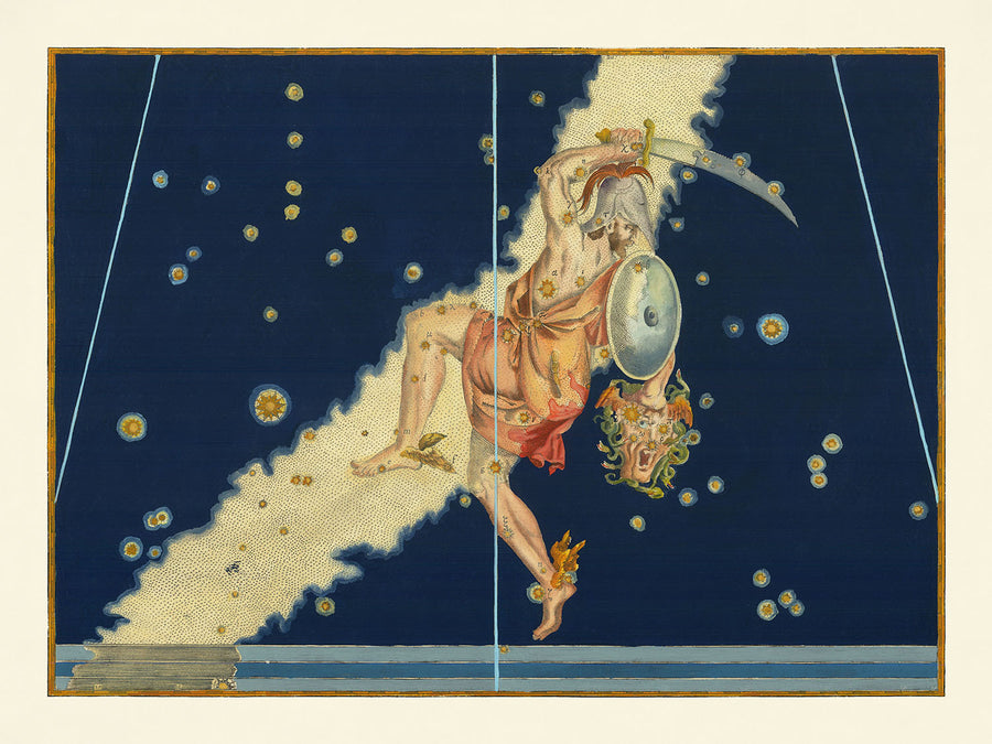 Alter Sternenkarte von Perseus von Johann Bayer, 1603 - Himmlische Sternbildkarte 