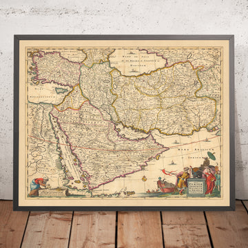 Mappa antica della Persia, Anatolia, Armenia e Arabia di Visscher, 1690: Medio Oriente, Amman, Teheran, Riyad, Riserva del Re Salman 