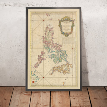 Rara mappa antica delle Filippine di Bellin, 1752: Riduzione Rococò della mappa di Murillo Velarde 