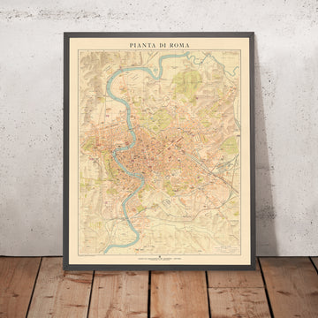 Mappa del Piano Antico di Roma, 1921: Vaticano, Colosseo, Fontana di Trevi, Via del Corso, Foro Romano 