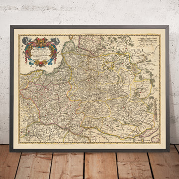 Alte Karte von Polen von Visscher, 1690: Warschau, Wilna, Minsk, Wien, Kiew 