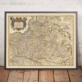 Mappa antica della Polonia di Visscher, 1690: Varsavia, Vilnius, Minsk, Vienna, Kiev 
