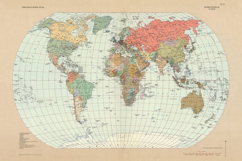 2001 Map Old Political World Map, 1967: Cold War Era, Detailed Political Bounda ...