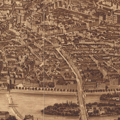 Alte Karte von Prag, Mentor, 1926: Petrin-Turm, Prager Burg, Mala Strana, Altstadt, All-Sokol-Rallye