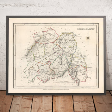 Mappa antica della Contea di Laois (Queen&