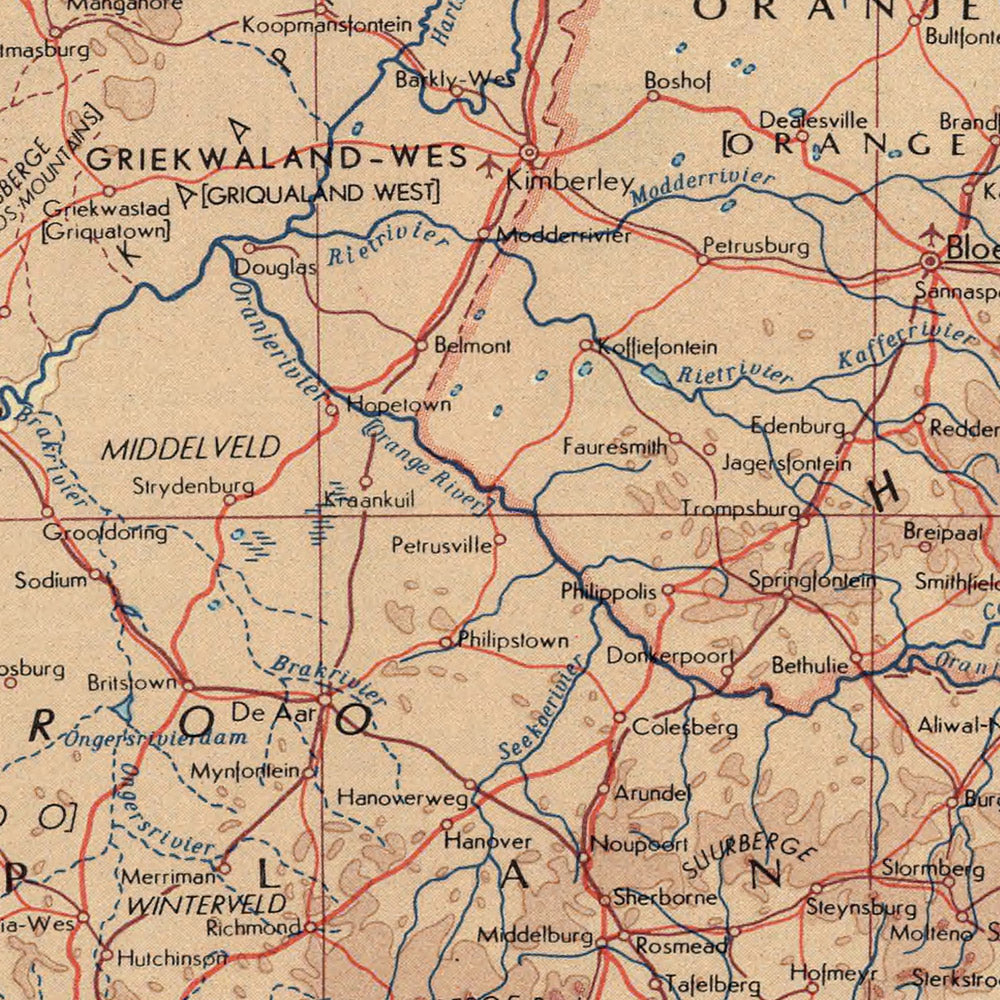 Alte Karte von Südafrika, 1967: Johannesburg, Kapstadt, Krüger-Nationalpark, Drakensberge, Sharpeville-Massaker