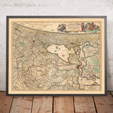Alte Karte von Rijnland und Amstelland von Visscher, 1690: Amsterdam, Haarlem, Den Haag, Leiden, Gouda 