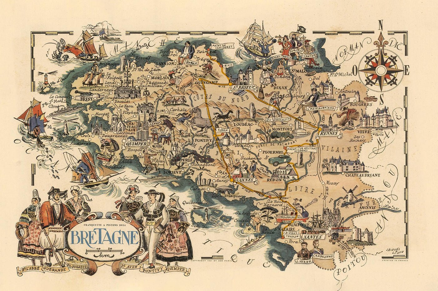 Carte de route personnalisée : carte de road trip ou de randonnée sur mesure 