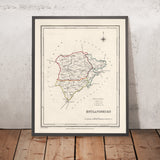 Vecchia mappa del Rutlandshire di Samuel Lewis, 1844: Oakham, Uppingham, Cottesmore, Langham, Belton 