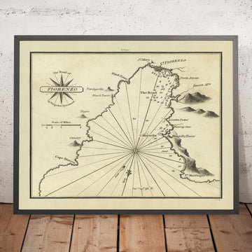 Carta Nautica di Old Saint-Florent (San Fiorenzo) di Heather, 1802: Corsica, Monti Nebbio 