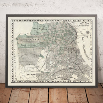 Ancienne carte de San Francisco, 1895 : Richmond, Western Addition, Potrero, Mission, Rancho Laguna et San Miguel 