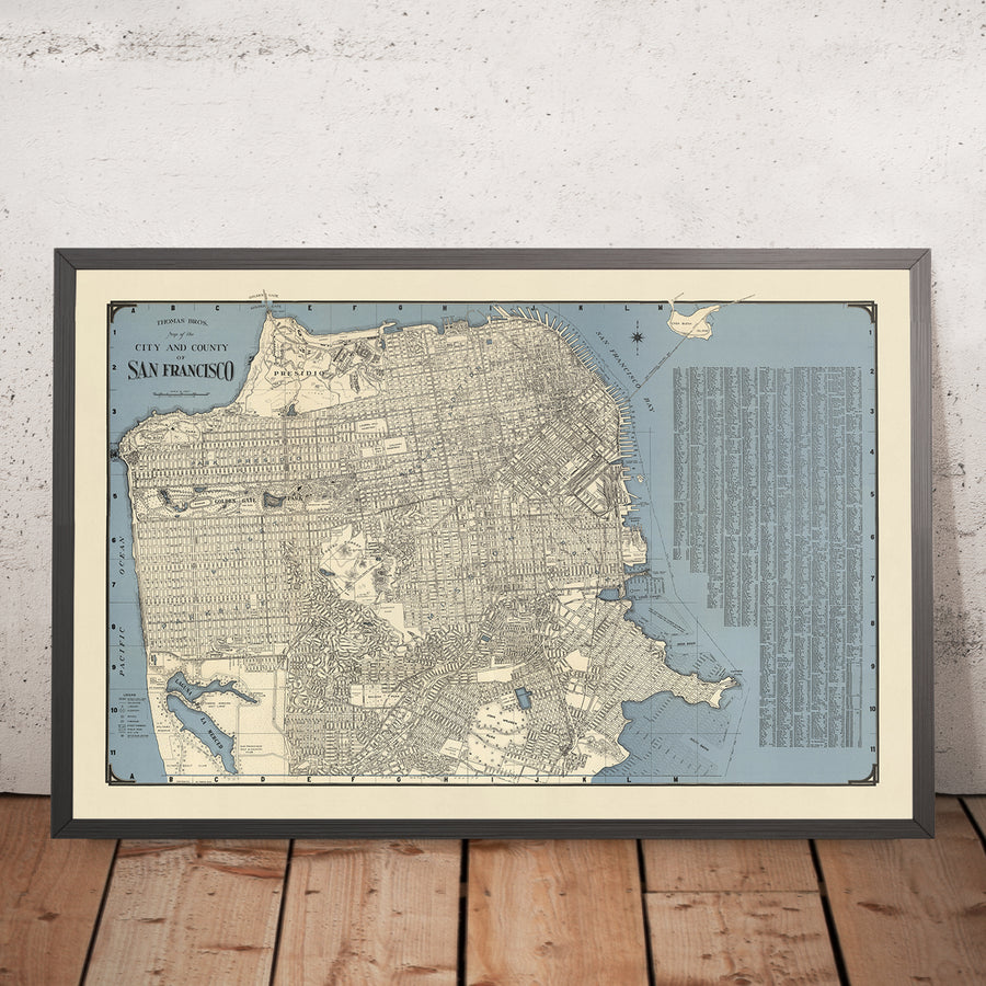 Old Street Map of San Francisco, 1938: Golden Gate Bridge, Chinatown, Presidio, Fisherman&