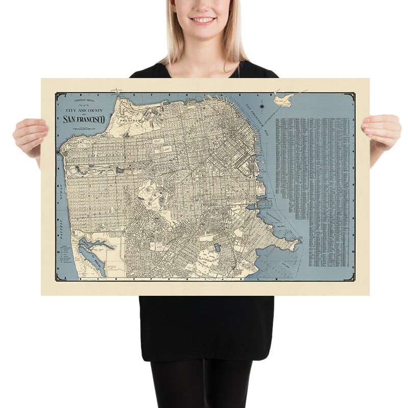 Old Street Map of San Francisco, 1938: Golden Gate Bridge, Chinatown, Presidio, Fisherman&