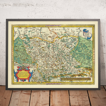 Carte ancienne de la Saxe par Ortelius, 1595 : Berlin, Leipzig, Dresde, l&