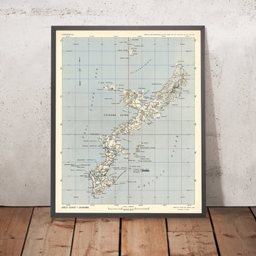 Vecchia mappa militare della Seconda Guerra Mondiale di Okinawa, Giappone: 64° Battaglione Topografico degli Ingegneri 