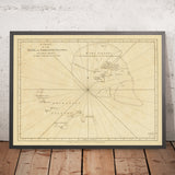 Antigua carta naval de Seychelles por Grenier, 1776: Mahé, Amirantes, Tres Hermanos, Siete Hermanos, Banco de Seychelles 