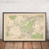 Mappa antica di West London, 1900: Brentford, Richmond, Kew Gardens, Isleworth, Old Deer Park 