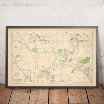 Mappa antica del Nord-ovest di Londra, 1900: Mill Hill, Hendon, East End, Woodside Park, Brent Reservoir 