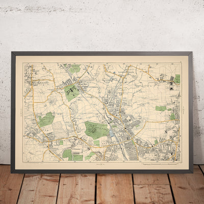 Mapa antiguo de Londres de Bacon, 1900: Colney Hatch, Alexandra Park, Muswell Hill, Hornsey, Palmers Green