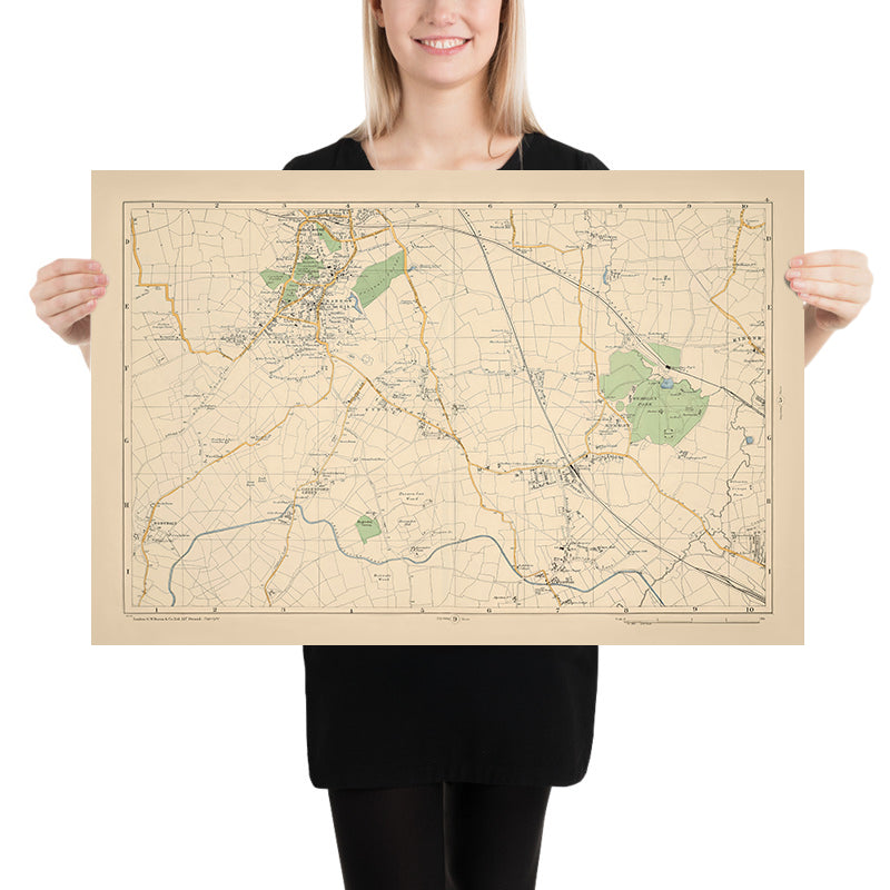 Mapa antiguo de Londres, 1900: Harrow, Wembley, Greenford, Alperton, Sudbury