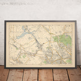 Mappa antica del Nord di Londra, 1900: Kingsbury, Hampstead Heath, Golders Green, Brent, Belsize, Willesden 