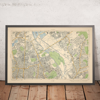 Mapa antiguo de Londres, 1900: Stamford Hill, Hackney Downs, Lea Bridge, Stratford, London Fields