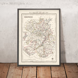 Old Map of Shropshire by Samuel Lewis, 1844: Telford, Shrewsbury, Oswestry, Bridgnorth, and Wellington