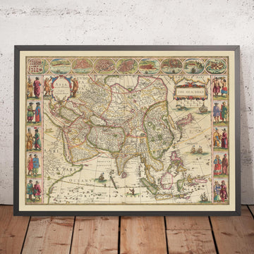 Ancienne carte de la Route de la Soie, 1640 par Willem Blaeu & The Unique Maps Co. 