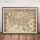 Ancienne carte de la Route de la Soie, 1640 par Willem Blaeu & The Unique Maps Co. 