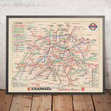 Alte einfache Karte der Pariser U-Bahn, 1939: 14 Linien 