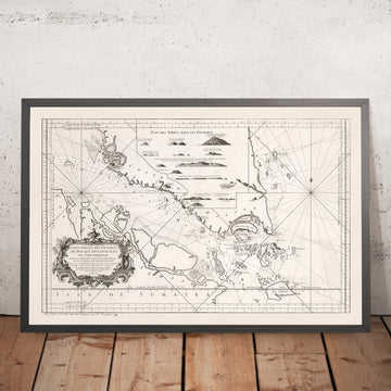 Alte Karte von Singapur & der Malakka-Straße von Bellin, 1755: Singapurinsel, Malaysia, Indonesien, Lingga 