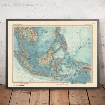 Old Map of Southeast Asia, 1967: Asiatic or Malay Archipelago - Indonesia, Malaysia, Philippines, Brunei