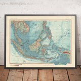 Alte Karte von Südostasien, 1967: Asiatische oder Malaiische Archipel - Indonesien, Malaysia, Philippinen, Brunei 