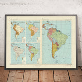 Old Infographic Map of South America, 1967: Political Charts, Colonial Development, Independence Struggles