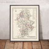 Old Map of Staffordshire by Samuel Lewis, 1844: Wolverhampton, Stoke-on-Trent, Lichfield, Tamworth, Cannock Chase