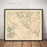 Alte Farbkarte von Nordost-London, 1891 - Walthamstow, Leyton, Wanstead, Leytonstone, Lea - E5, E10, E11, E17 