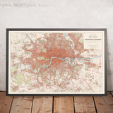 Grande Mappa Murale di Londra di Stanford, 1905: Carta Vittoriana di Colore Rosso 