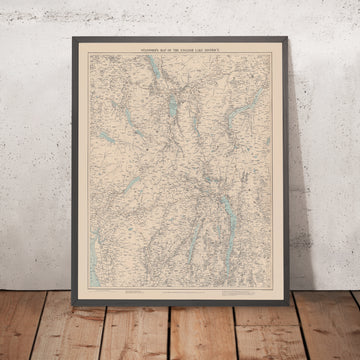 Old Map of the Lake District by Stanford, 1899: Windermere, Scafell Pike, Kendal, Ullswater, Helvellyn