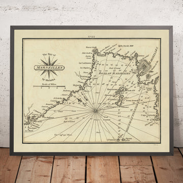 Alter Hafen von Marseille, Frankreich Nautische Karte von Heather, 1802: Die Îles, Militäranlagen 